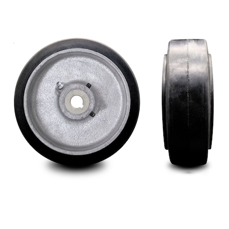 8 X 2 Rubber Tread On Cast Iron Keyed Drive Wheel - 14mm Bore -